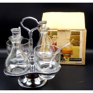 Vintage Hellerware Cruet Relish Lazy Susan Condiment Set New in Box
